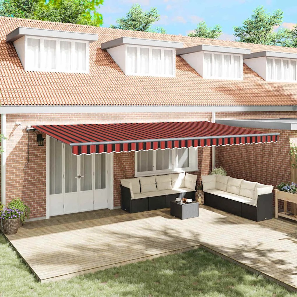 vidaXL Tecido de Toldos com laranja e castanho 600 × 300 cm Poliéster