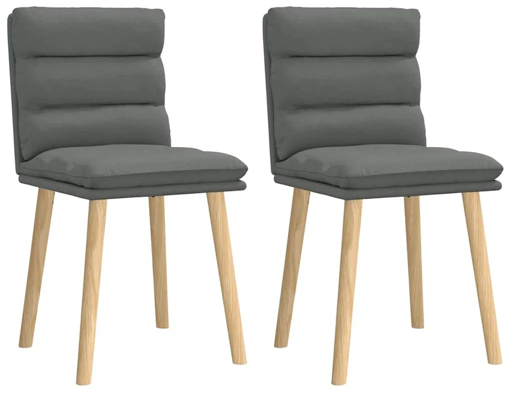 Cadeiras de jantar 2 pcs tecido cinzento-escuro