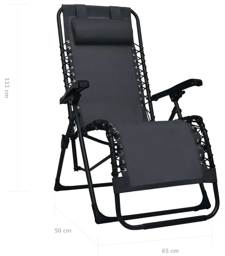 Cadeira de pátio dobrável textilene preto