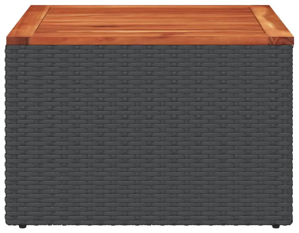 Mesa de jardim 55x55x37 cm vime PE e madeira de acácia preto