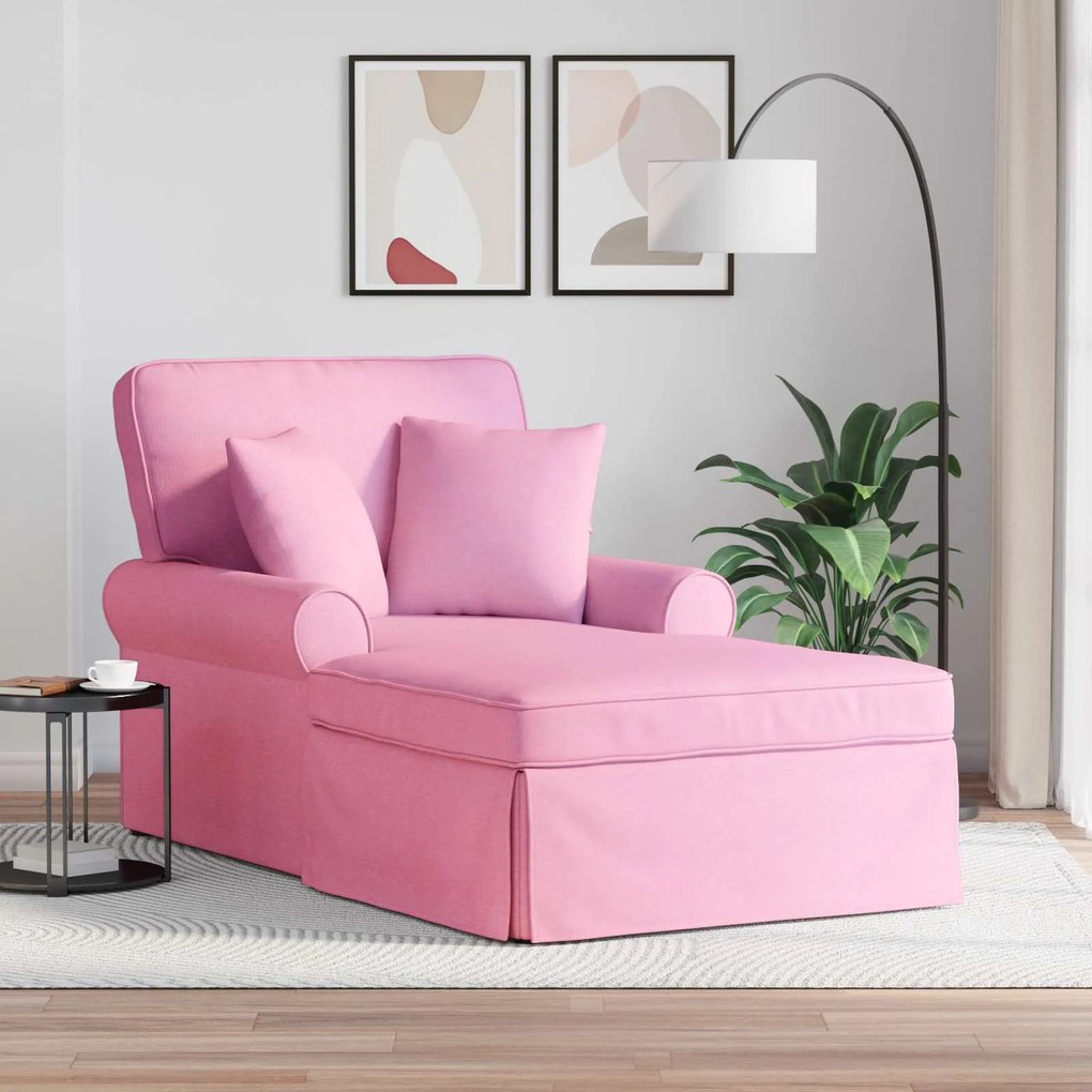 vidaXL Chaise Lounge com Saia Rosa 91 x 157 x 91 cm tecido