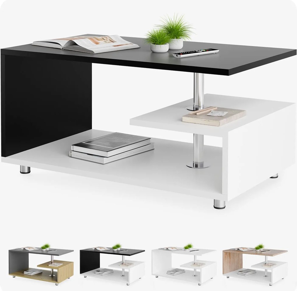 Mesa de centro Orlando 95x55x50cm Branco/Preto