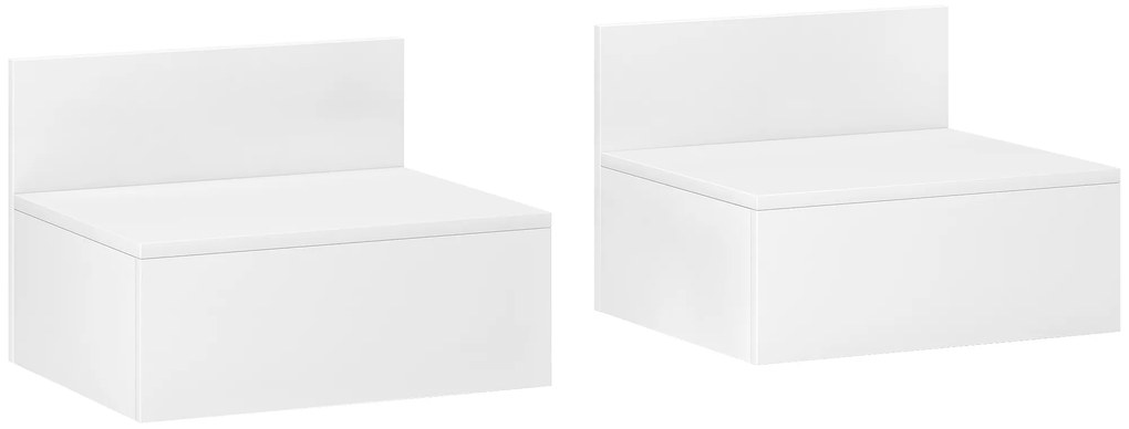 Conjunto de 2 Mesas de Cabeceira Flutuante Conjunto de 2 Mesas de Cabeceira de Parede com Gaveta 43x36,5x30,5 cm Branco