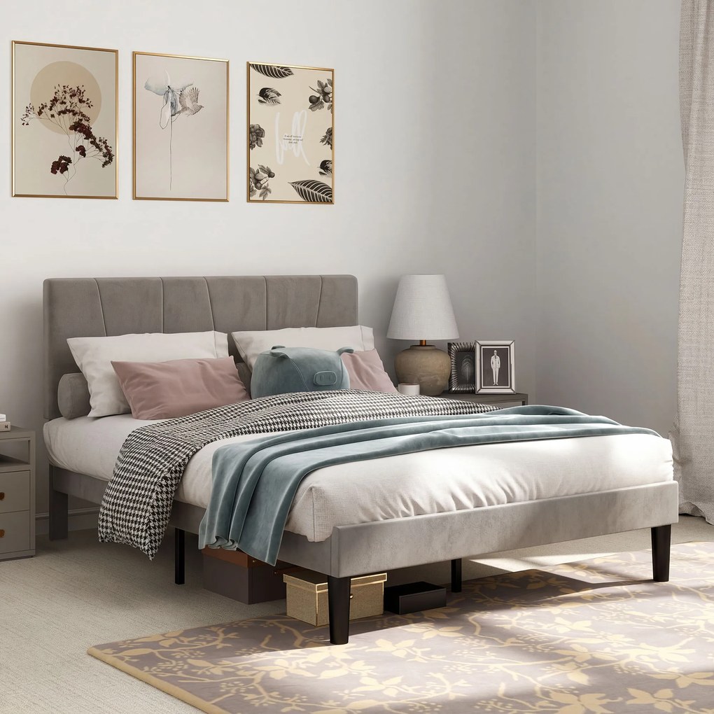Estrutura de cama de casal 140 x 190 cm, cama para 2 pessoas (COLCHÃO NÃO INCLUIDO), cabeceira ajustável, base de cama 150 x 198 x 100/105/110/115/120