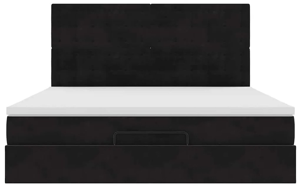 Estrutura de cama otomana com colchões 180x200cm veludo preto
