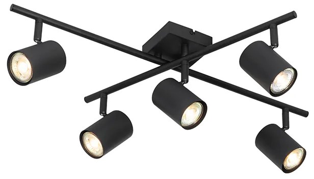 Candeeiro de teto moderno preto 5-luzes ajustável quadrado - Jeana Moderno