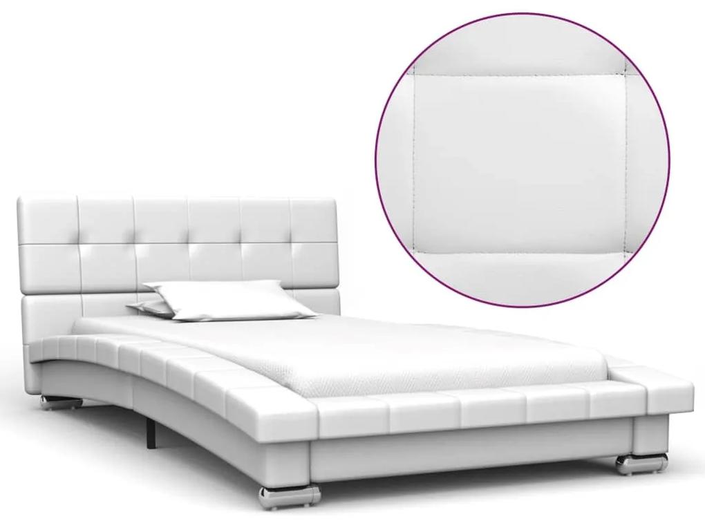 Estrutura de cama 200x90 cm couro artificial branco