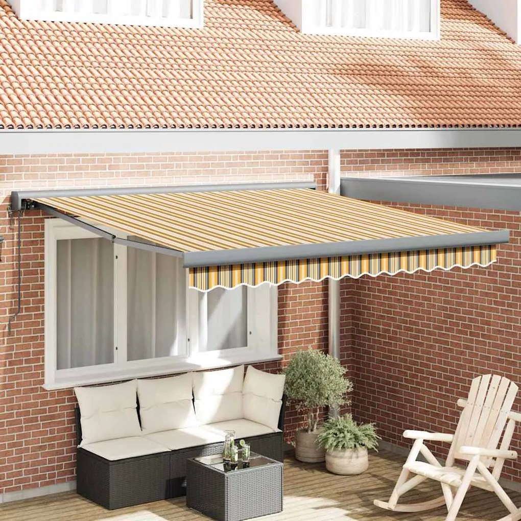 vidaXL Toldo Retrátil Manual Multicolor 300 x 250 cm Tecido e Metal