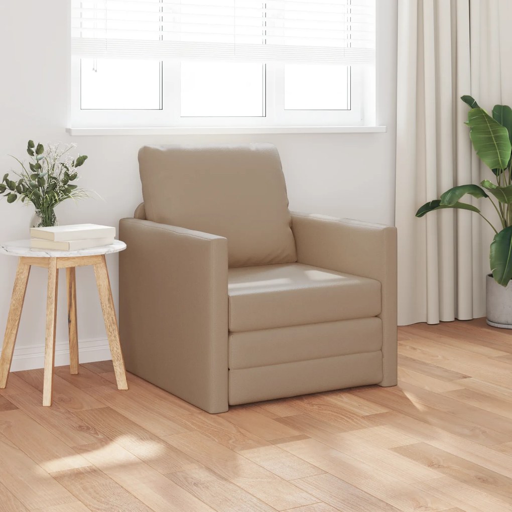 vidaXL Sofá-Camas 2-em-1 Cappuccino 74x77x81 cm Couro Sintético