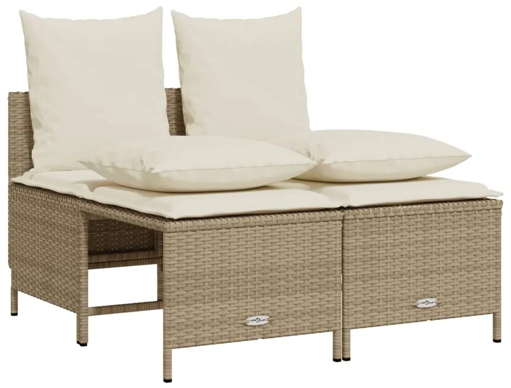 5 pcs conjunto de sofás p/ jardim com almofadões vime PE bege
