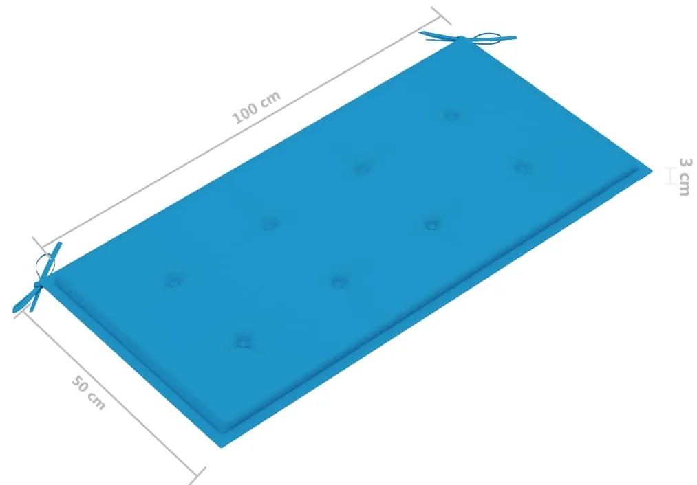 Banco de jardim c/ almofadão azul 112 cm teca maciça