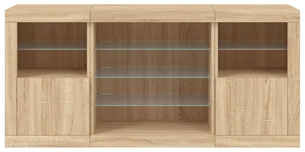 Aparador com luzes LED 142,5x37x67 cm carvalho sonoma