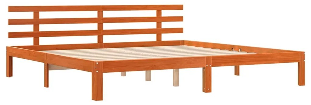 Estrutura de Cama Castanho Ceroso 200x200 cm Madeira Maciça de Pinho