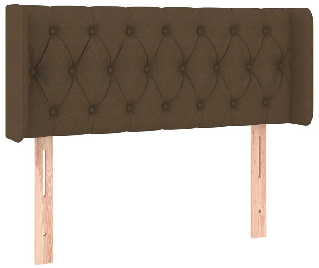 Cabeceira de cama c/ luzes LED tecido 103x16x78/88 cm castanho