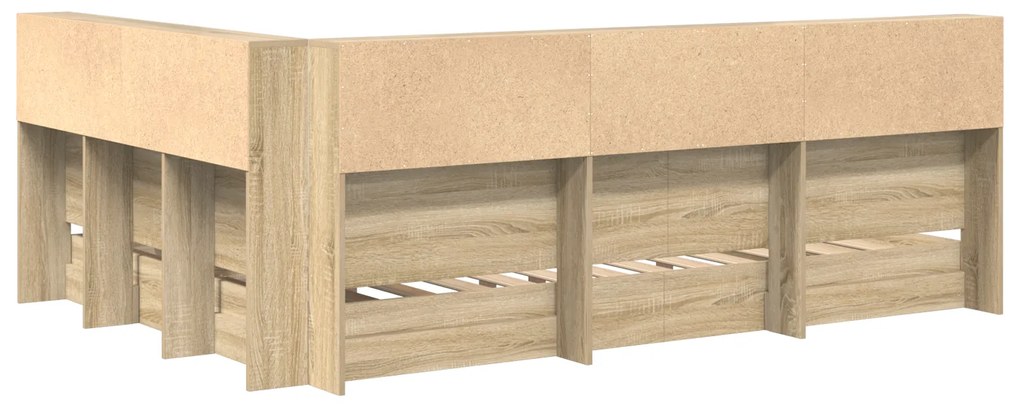Cama com Estante Carvalho Sonoma 140x200 cm Madeira de Engenharia