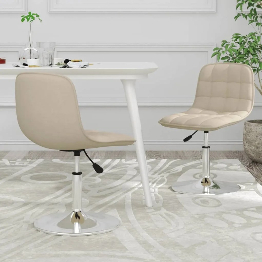 vidaXL Cadeiras de jantar giratórias 2 pcs tecido cor creme