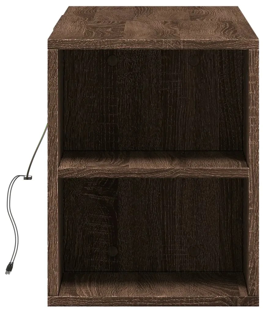 Móvel de parede p/ TV luzes LED 135x31x39,5cm carvalho castanho