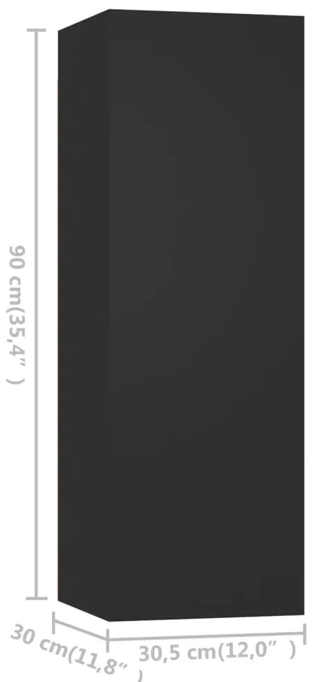 3 pcs conjunto de móveis de TV derivados de madeira preto
