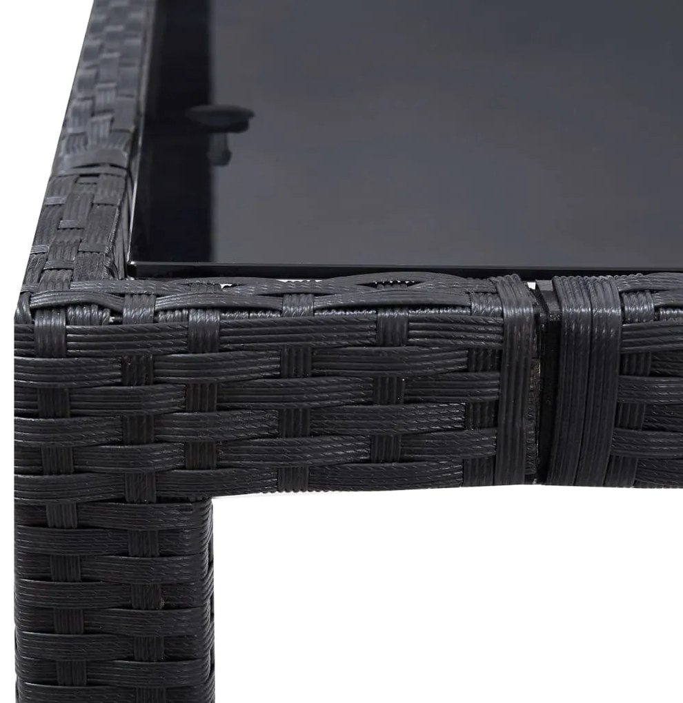 5 pcs conjunto de jantar para jardim vime PE preto