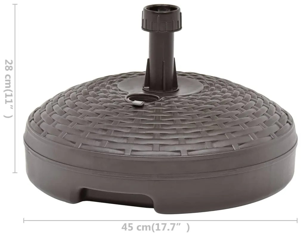 Base guarda-sol c/ areia/água 20 L plástico vime castanho