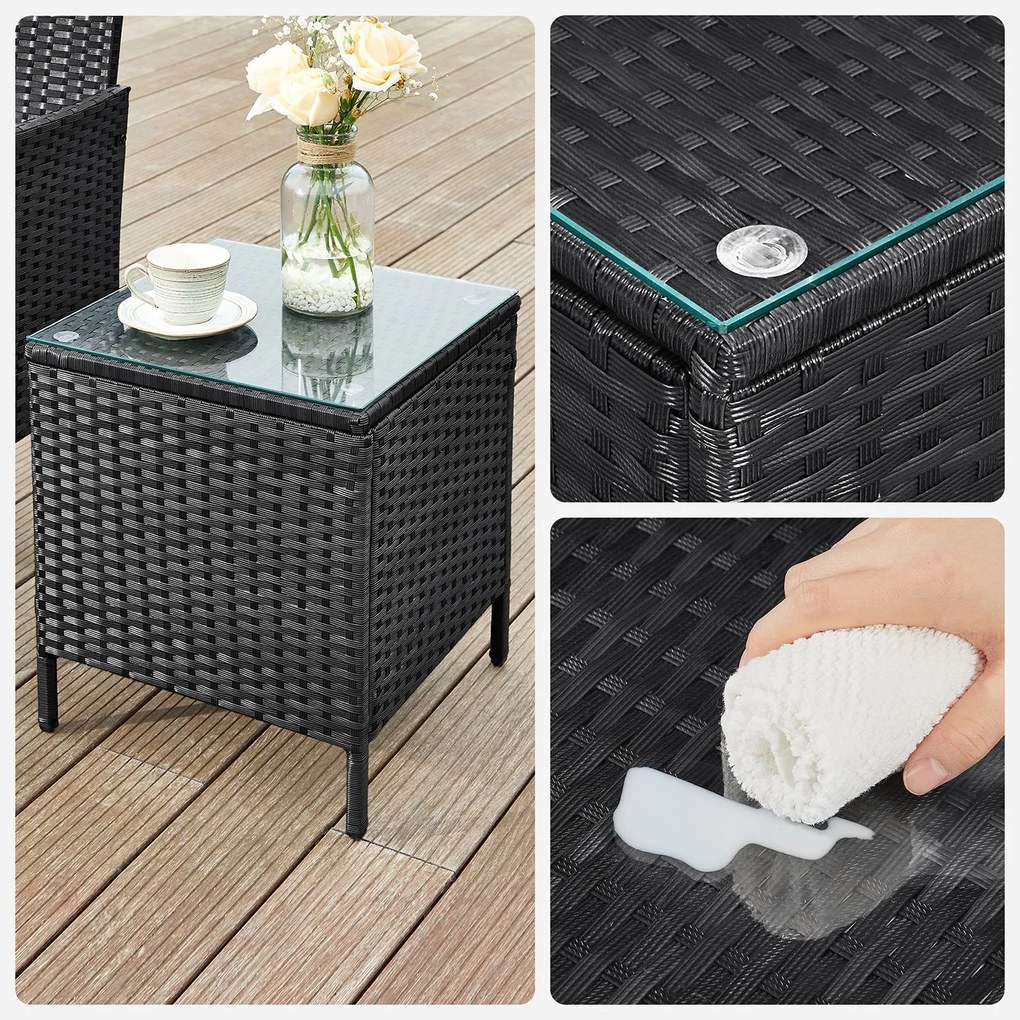 Conjunto de jardim com mesa e 2 cadeiras Preto-taupe