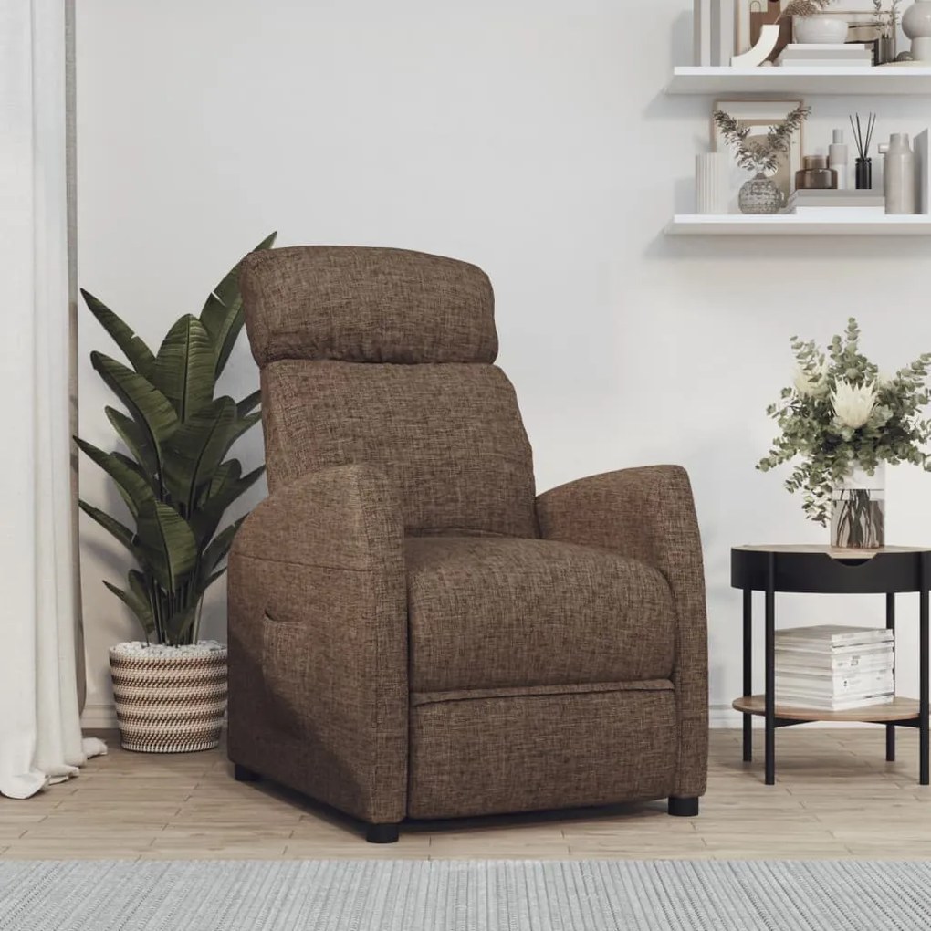 289700 vidaXL Cadeira reclinável tecido castanho