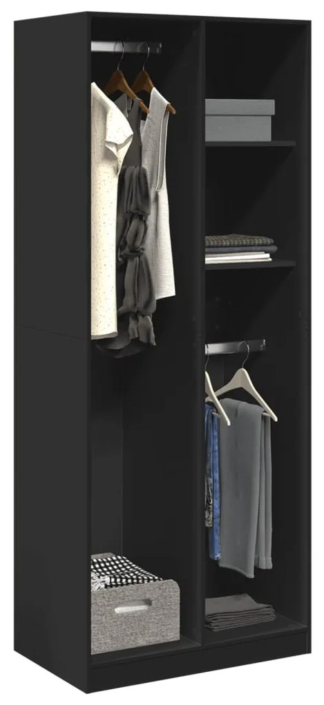 vidaXL Roupeiro 80x50x200 cm derivados de madeira preto