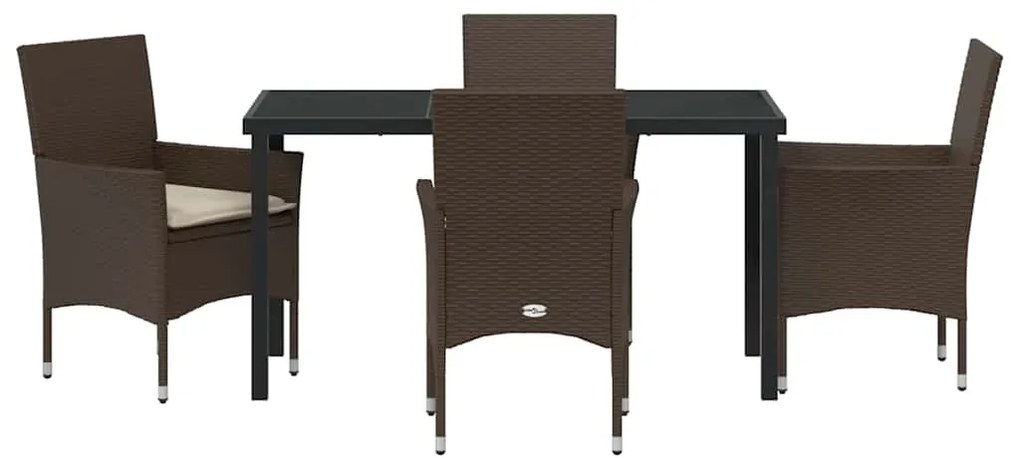 Conjunto de Jantar de Jardim 5 Peças com Almofadas de Rattan Sintético