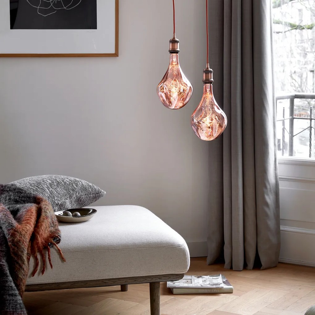 Lâmpada LED regulável E27 A165 rosa 6W 80lm 1800K