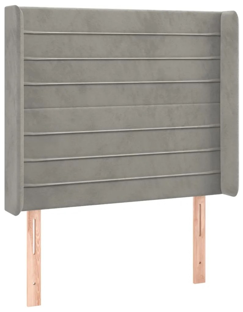 Cabeceira cama c/ luzes LED veludo 83x16x118/128 cm cinza-claro