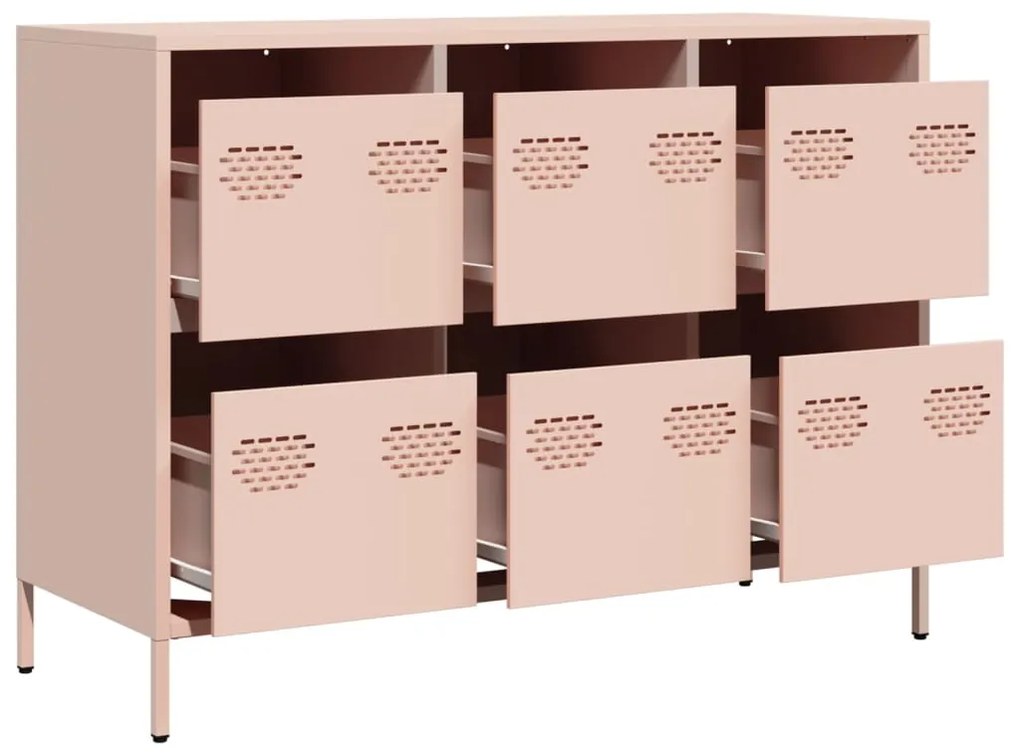 Aparador 101,5x39x73,5 cm aço laminado a frio rosa