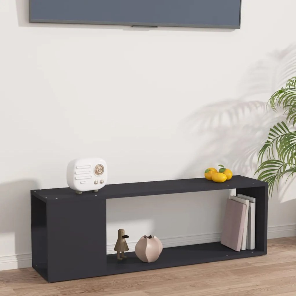 vidaXL Móvel de TV 100x24x32 cm contraplacado cinzento