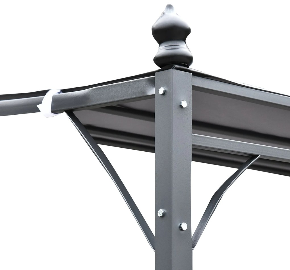 Pergula de jardim 3x3m Gazebo com Toldo e 4 Furos de Drenagem para Pát