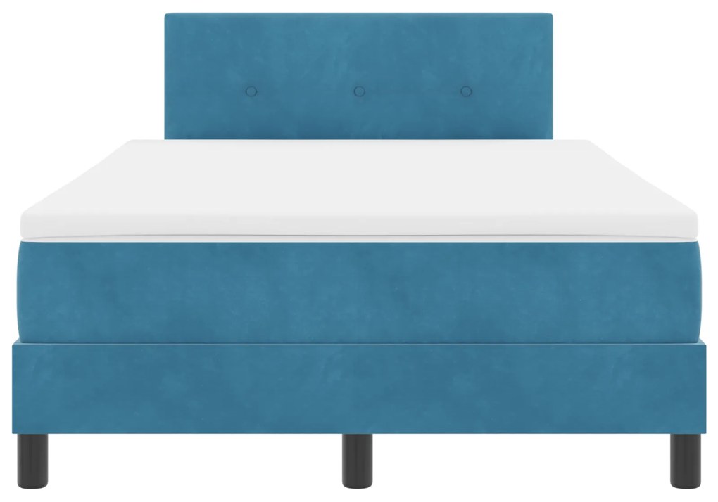 Cama Box Spring vidaXL com Colchão Azul Escuro 120x200 cm Veludo