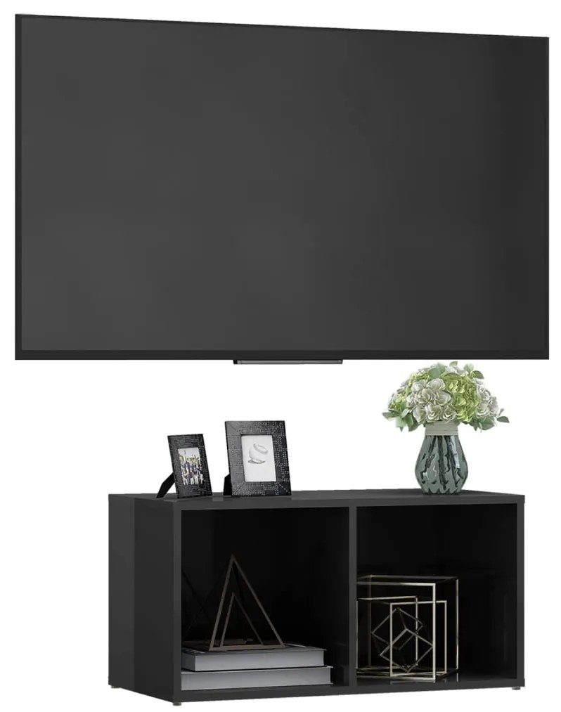 Móvel de TV 72x35x36,5 cm derivados madeira cinzento brilhante