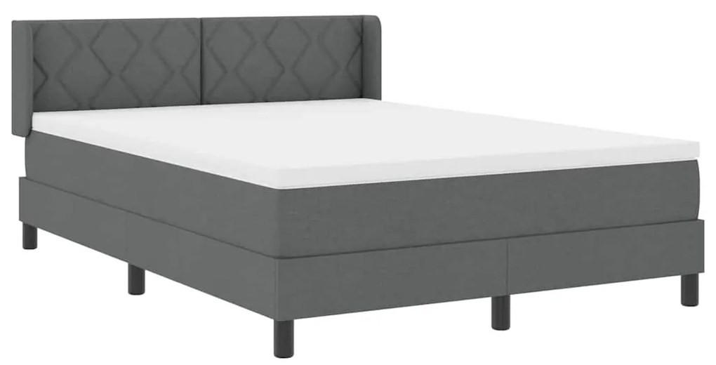 Cama Box com Colchão em Cinza Escuro, 140x200 cm, Tecido