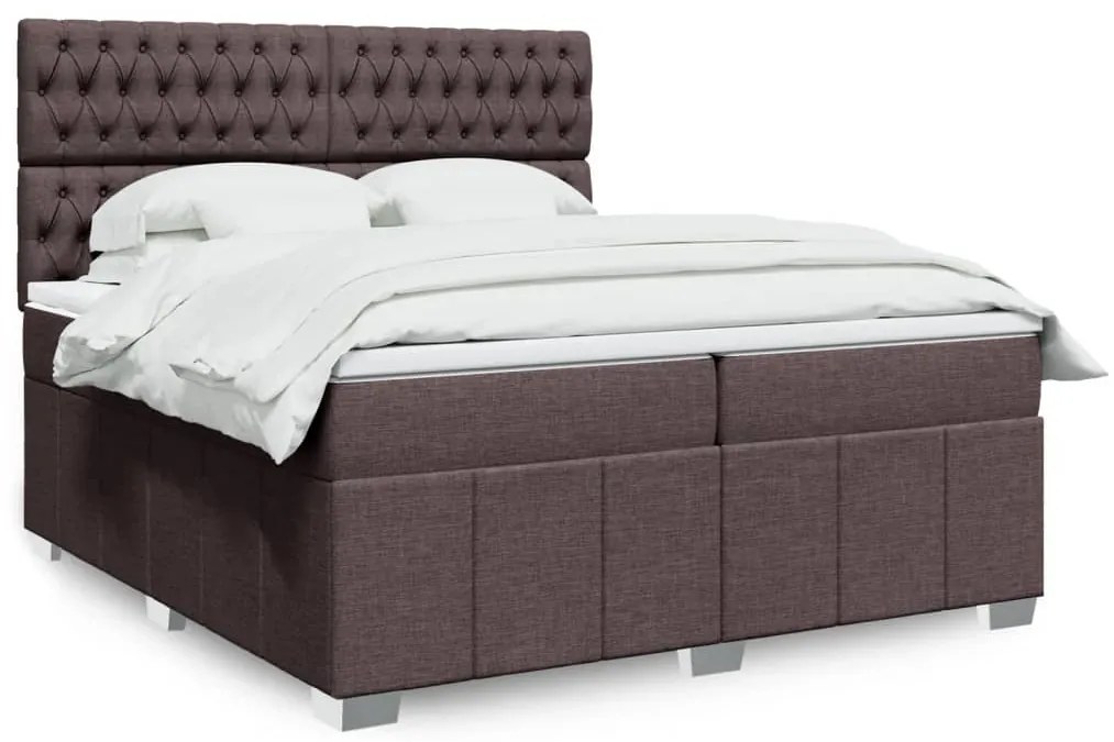 vidaXL Cama com molas/colchão 200x200 cm tecido castanho-escuro