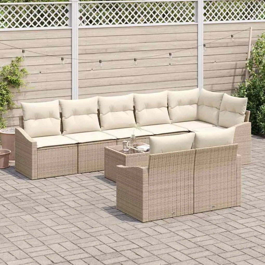 Conjunto de Jantar para o Jardim com 9 Peças e Almofadas em Rattan Sin