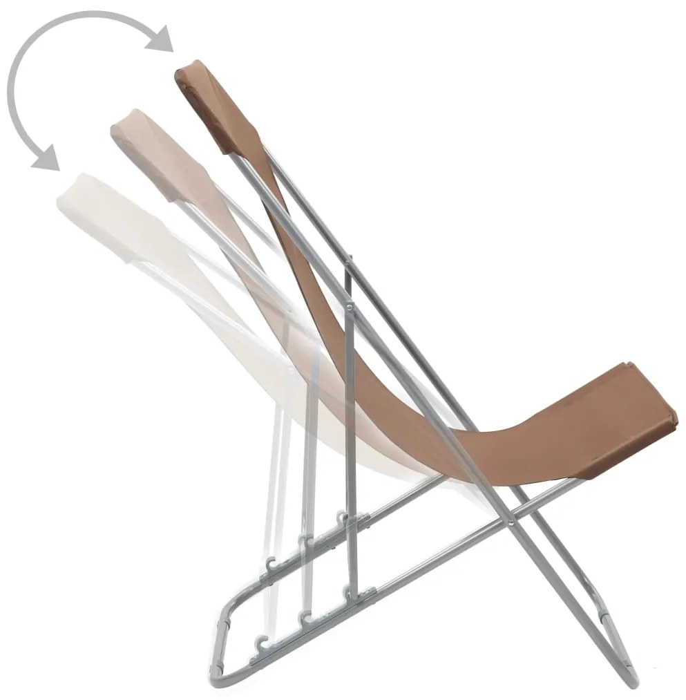 Cadeiras de praia dobráveis 2 pcs aço e tecido oxford castanho