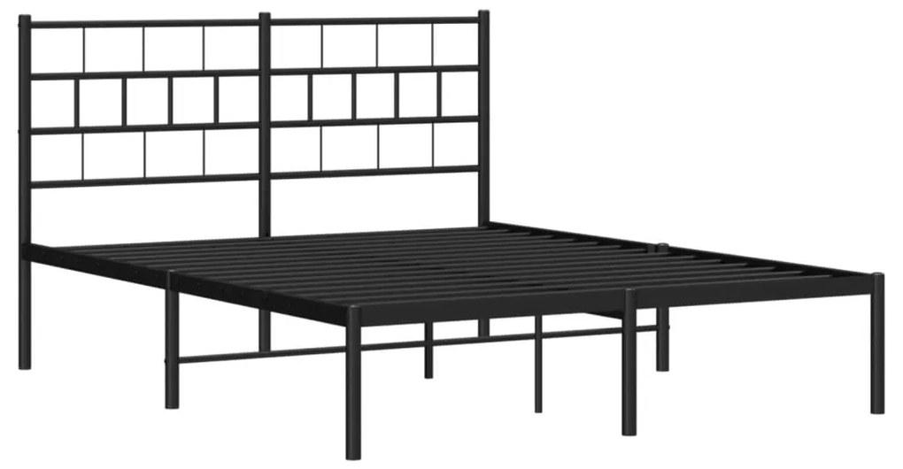 Estrutura de cama em metal com cabeceira 150x200 cm preto