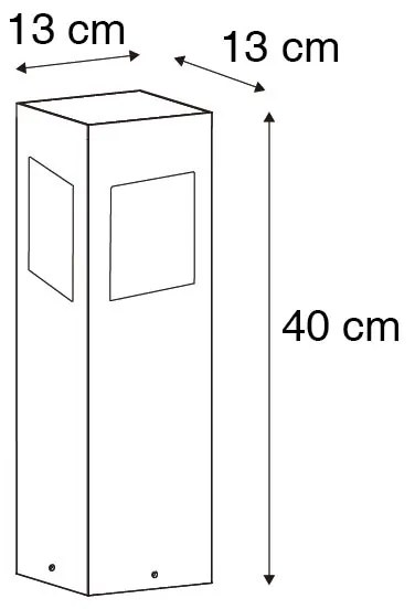 Candeeiro de pé exterior preto 40 cm com luz regulável e sensor solar - Charlotte