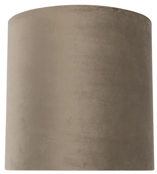 Abajur de veludo Taupe 25/25/25 com interior dourado