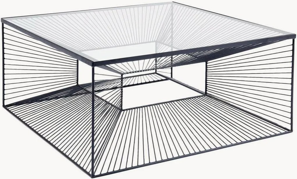 Mesa de centro artesanal com tampo em vidro Dimension