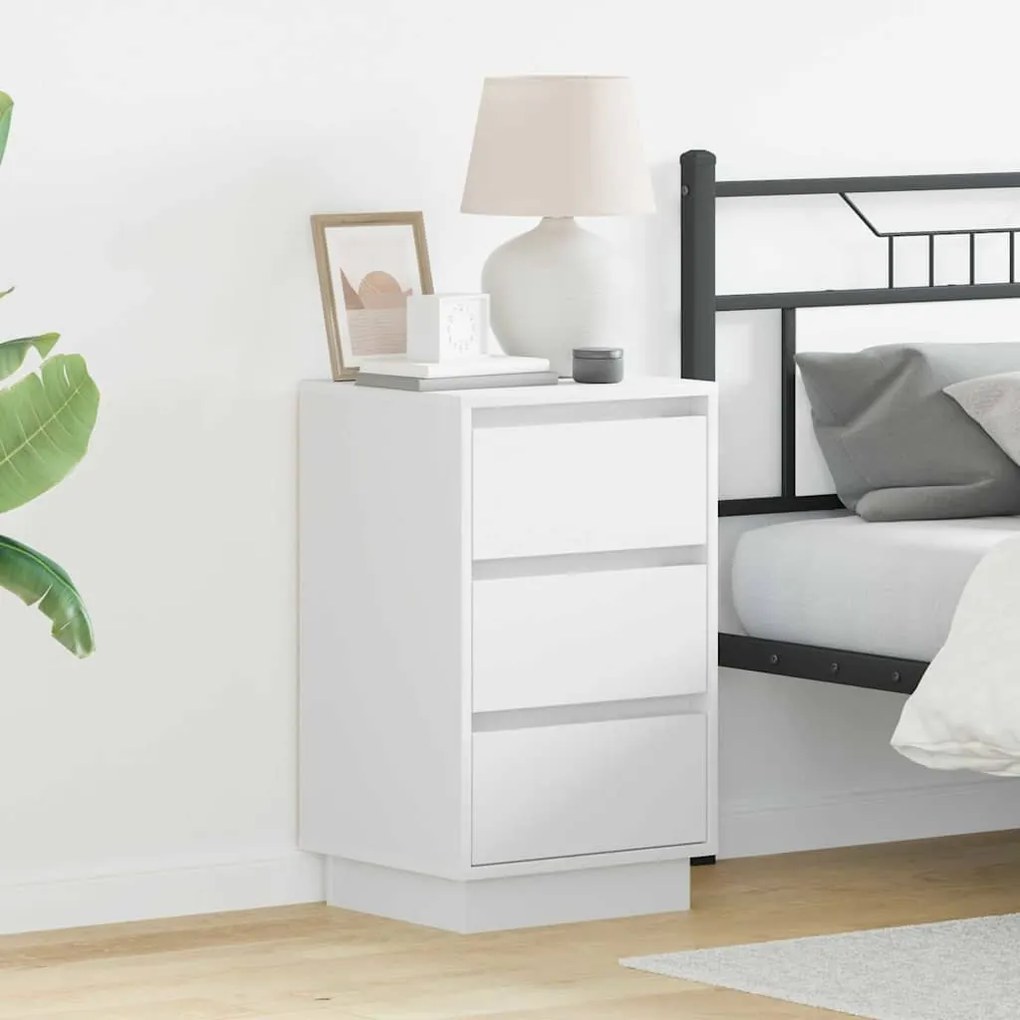 vidaXL Armário de Cabeceira com gaveta com Branco 39 x 34,5 x 65 cm