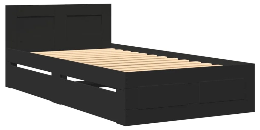 Estrutura cama cabeceira 75x190 cm derivados de madeira preto