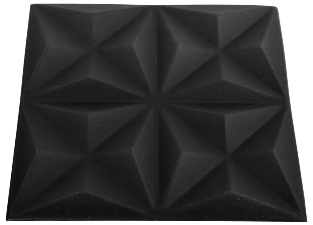 Painéis de parede 3D 12 pcs 50x50 cm 3 m² origami preto