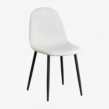 Cadeira De Jantar Em Veludo Glamm Crema Linho & Preto - Sklum