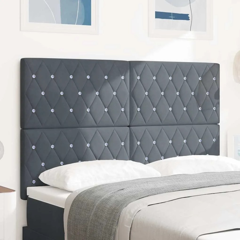 vidaXL Cabeceira de Veludo Argyle Manual Cinzento escuro 140 cm Veludo