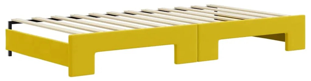 Sofá-cama com gavetão e colchões 100x200 cm veludo amarelo