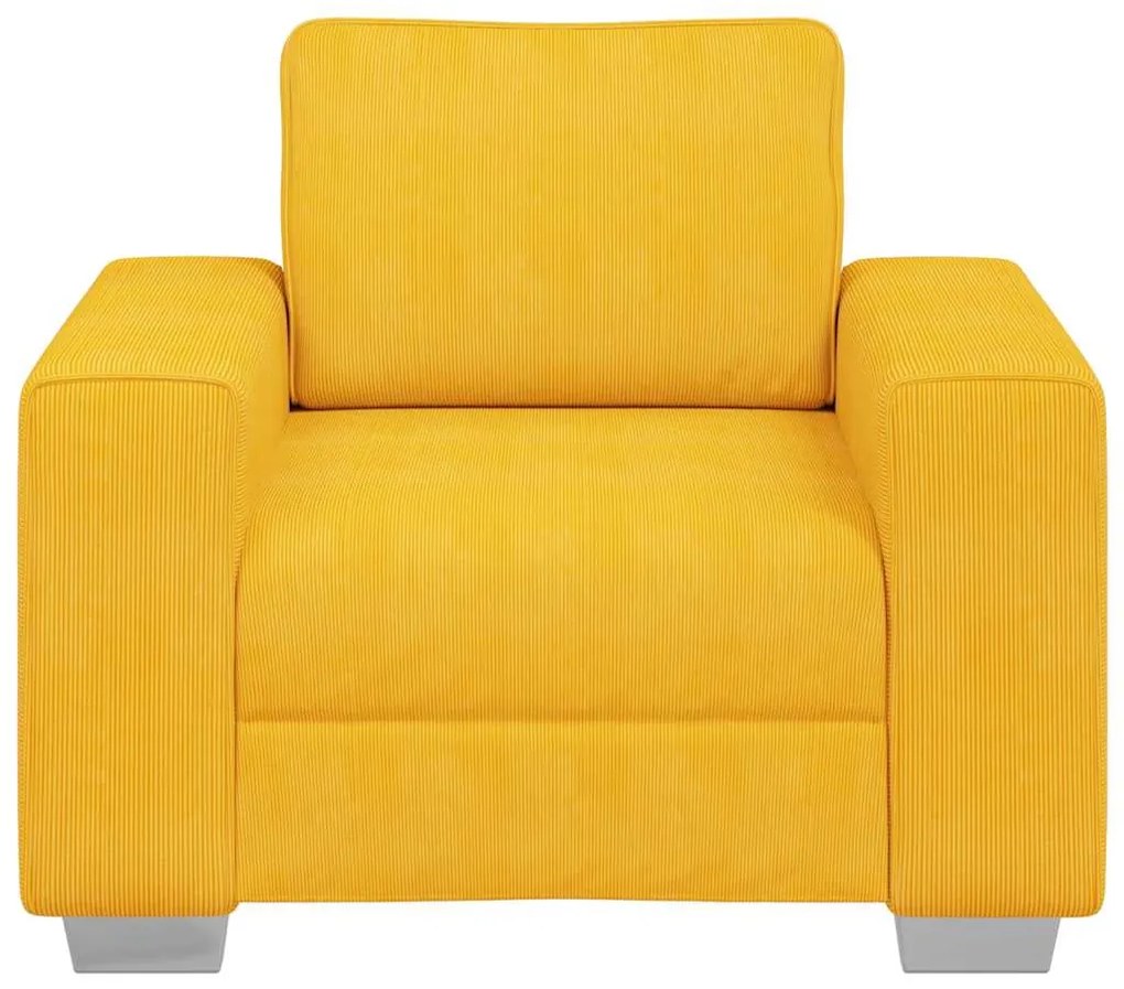 Poltrona 60 cm tecido corduroy amarelo-claro